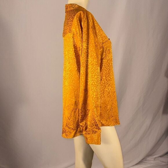Candie’s Gold Satin Button Down Long Sleeve Blouse Size Large - Picture 7 of 12